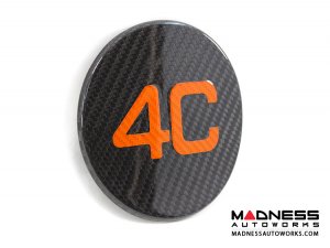Alfa Romeo 4C Carbon Fiber Fuel Door - 4C Logo in Orange